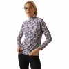 2023 Ariat Womens Sunstopper 2.0 1/4 Zip Baselayer 10030429 - Grey Camo Floral Colour Grey Camo Floral -Equestrian Clothing Store 10043595 front.700x700