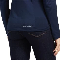 Ariat Womens Sunstopper 2.0 1/4 Zip Base Layer Top - Navy Colour Navy -Equestrian Clothing Store 1598 202220Ariat20Womens20Sunstopper202.0201420Zip20Base20Layer20Top201003935320 20Navy20Close20Up201.700x700