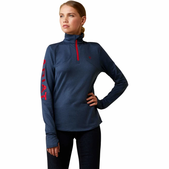 2021 Ariat Womens Team Gridwork 1/4 Zip Baselayer 10037000 - Navy 3 2021 Ariat Womens Team Gridwork 1/4 Zip Baselayer 10037000 - Navy