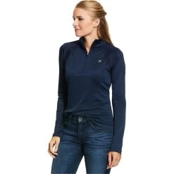 Ariat Womens Sunstopper 2.0 1/4 Zip Base Layer Top - Navy Colour Navy