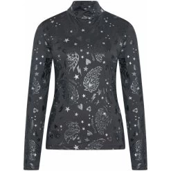 2022 Imperial Riding Womens IRH Shine Bright Turtleneck KL35322007 - Black AOP