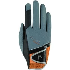 2022 Roeckl Madrid Riding Gloves 301249 - Grey / Orange Colour Grey/Orange