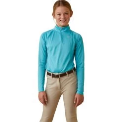 2023 Ariat Junior Sunstopper 2.0 1/4 Zip Baselayer 10043604 - Maui Blue Colour Maui Blue