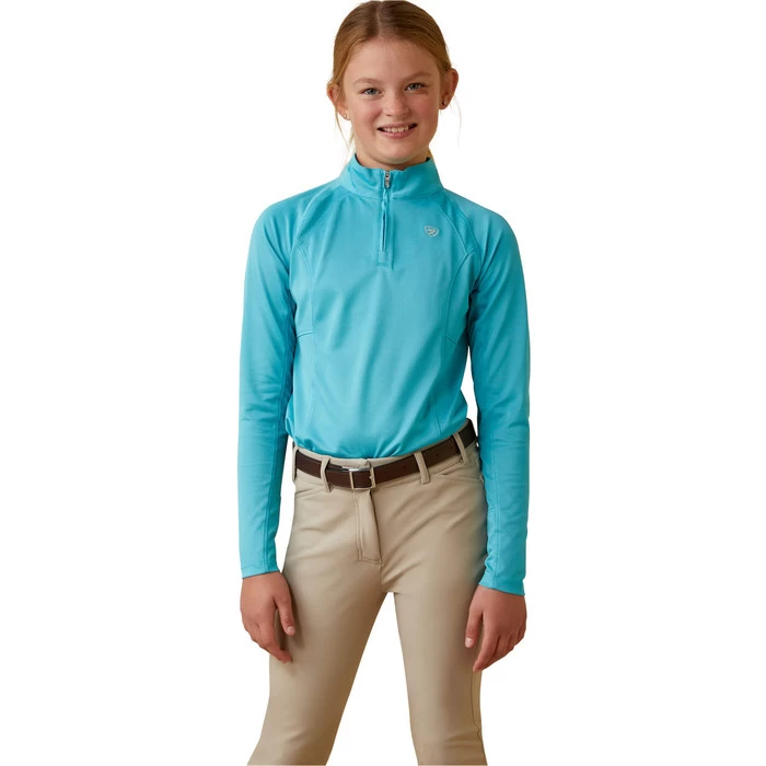 2023 Ariat Junior Sunstopper 2.0 1/4 Zip Baselayer 10043604 - Maui Blue Colour Maui Blue 3 2023 Ariat Junior Sunstopper 2.0 1/4 Zip Baselayer 10043604 - Maui Blue Colour Maui Blue