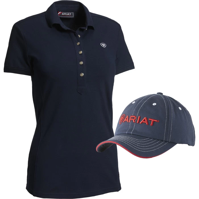2023 Ariat Womens Prix 2.0 Short Sleeve Polo & Cap For £10 Bundle - Navy / Red 3 2023 Ariat Womens Prix 2.0 Short Sleeve Polo & Cap For £10 Bundle - Navy / Red