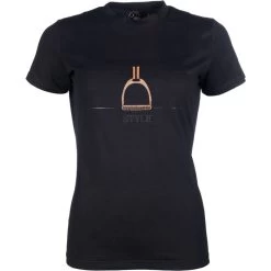 2023 HKM Womens Equine Sports Style T-Shirt 13296 - Black / Rose Gold