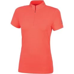 2023 Pikeur Womens Vroni Polo Top 321200 200 - Coral Red Colour Coral Red