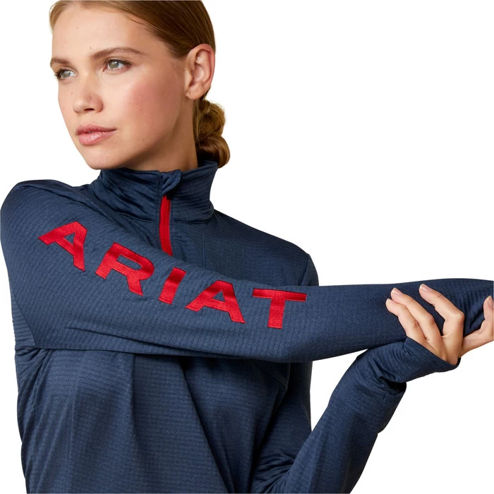 2021 Ariat Womens Team Gridwork 1/4 Zip Baselayer 10037000 - Navy 5 2021 Ariat Womens Team Gridwork 1/4 Zip Baselayer 10037000 - Navy - Image 3