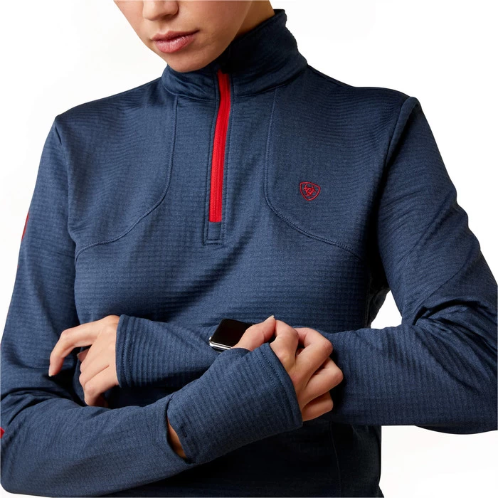 2021 Ariat Womens Team Gridwork 1/4 Zip Baselayer 10037000 - Navy 4 2021 Ariat Womens Team Gridwork 1/4 Zip Baselayer 10037000 - Navy - Image 2