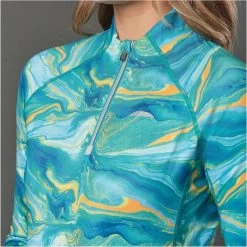 2022 Weatherbeeta Womens Ruby Printed Long Sleeve Top 1009342016 - Blue / Orange Swirl -Equestrian Clothing Store 4043 4043 3.700x700