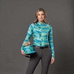 2022 Weatherbeeta Womens Ruby Printed Long Sleeve Top 1009342016 - Blue / Orange Swirl -Equestrian Clothing Store 4043 4043 5.700x700