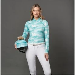 2022 Weatherbeeta Womens Ruby Printed Long Sleeve Top 1009342023 - Turquoise Swirl 8 2022 Weatherbeeta Womens Ruby Printed Long Sleeve Top 1009342023 - Turquoise Swirl -Equestrian Clothing Store 4511 1009342000 TURQUOISESWIRLMARBLEPRINT WB Ruby LS OMhelmet Image Null Hero.700x700