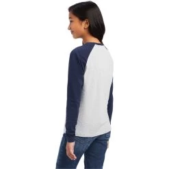 2022 Ariat Junior Varsity Long Sleeve Top 10041248 - Navy / Heather Grey -Equestrian Clothing Store 4723 F22 YTH ENGL 10041248 back.700x700