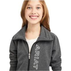 2022 Ariat Junior Team Logo Full Zip Fleece Top 10041370 - Charcoal Grey -Equestrian Clothing Store 4752 F22 YTH ENGL 10041370 detail01.700x700