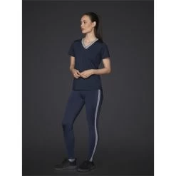 2023 Mountain Horse Womens Active Stripe T-Shirt 4537040 - Navy Colour Navy -Equestrian Clothing Store 5758 active stripe tshirt navy1.700x700