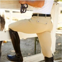 2023 Ariat Mens Tri Factor Grip Knee Patch Breech 10030543 - Tan -Equestrian Clothing Store 5857 10030543 lifestyle.700x700