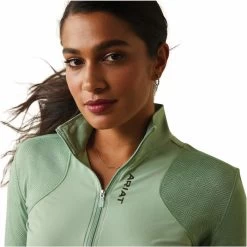 2023 Ariat Womens Breathe 1/4 Zip Baselayer 10043389 - Basil -Equestrian Clothing Store 5863 10043389 01.700x700