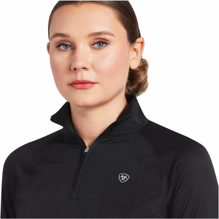 2023 Ariat Womens Sunstopper 2.0 1/4 Zip Baselayer 10030429 - Black Colour Black 7 2023 Ariat Womens Sunstopper 2.0 1/4 Zip Baselayer 10030429 - Black Colour Black - Image 5