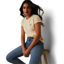 2023 Ariat Womens Varsity Camo T-Shirt 10043733 - Primrose Yellow -Equestrian Clothing Store 5881 202320Ariat20Womens20Varsity20Camo20T Shirt201004373320 20Primrose20Yellow20Front201.700x700