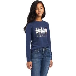 2022 Ariat Junior Fan Club Long Sleeve Top 10041252 - Navy Heather