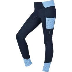 2023 Dublin Junior Power Performance Mid Rise Colour Block Tights 1004929117 - Ink Navy / Bluebell